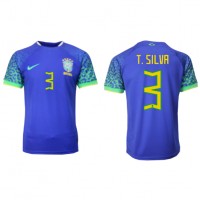 Brasilien Thiago Silva #3 Udebanetrøje VM 2022 Kortærmet